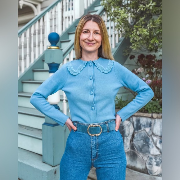 Sézane Bettany Cardigan in Vintage Blue Size M - Picture 6 of 11